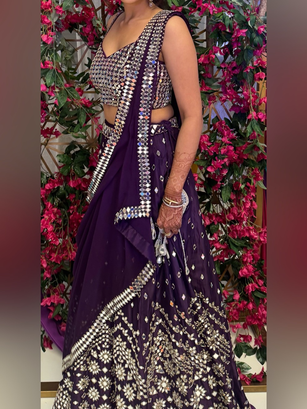 Embellished Purple Mirrorwork Lehenga Set